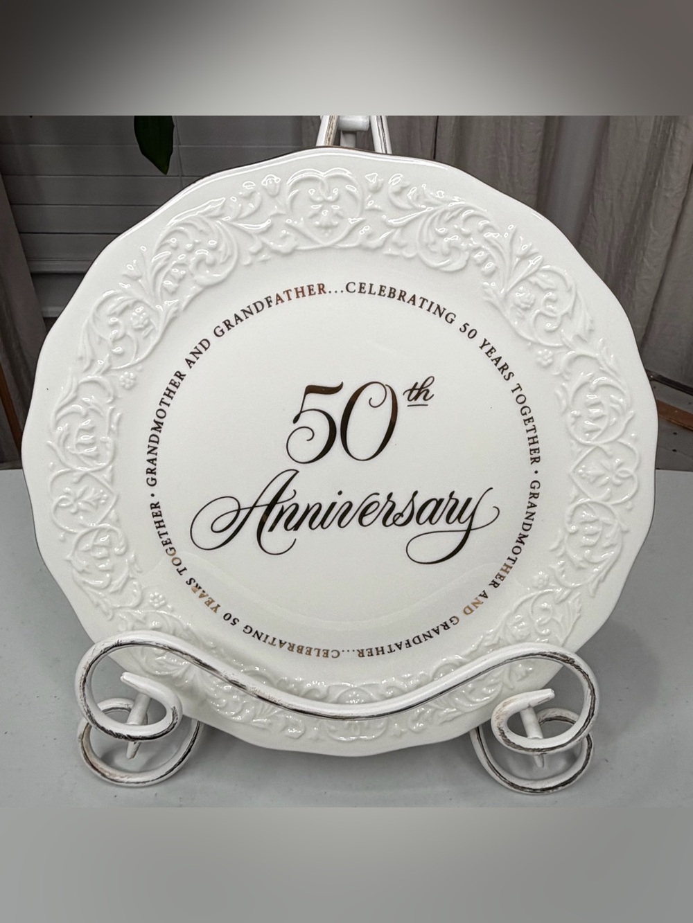 Vintage Hallmark Grandparent's 50th Wedding Anniversary Porcelain Plate 12.5in